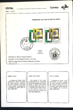 Edital 1977 06 Lions Sociedade Com Selo CPD MG Juiz de Fora