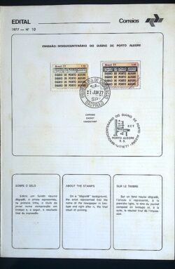 Edital 1977 10 Jornal Diário de Porto Alegre Com Selo CPD SP