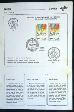 Edital 1977 25 Ensino Primario Educação Com Selo CPD e CBC DF Brasília