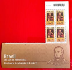 C 3754 Selo Bicentenario da Independencia Aclamacao de Dom Joao VI 2018 Quadra e Vinheta