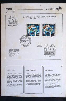 Edital 1977 26 Observatorio Nacional Pesquisa Com Selo CPD e CBC DF Brasília