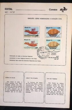 Edital 1977 27 Aviacao Civil Avião Com Selo CPD Ribeirão Preto