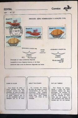 Edital 1977 27 Aviacao Civil Avião Com Selo CPD SP