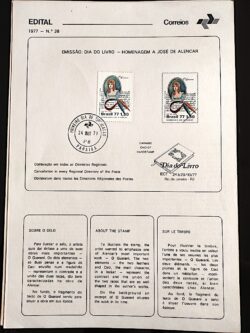 Edital 1977 28 Jose de Alencar Literatura Escritor Com Selo CPD PB