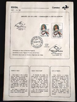 Edital 1977 28 Jose de Alencar Literatura Escritor Com Selo CPD e CBC Brasília