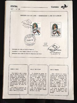 Edital 1977 28 Jose de Alencar Literatura Escritor Com Selo CPD e CBC Uberaba