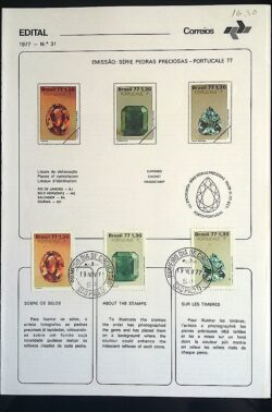 Edital 1977 31 Pedras Preciosas Economia Com Selo CPD SP