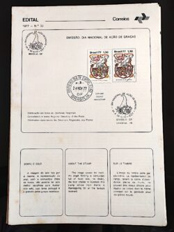 Edital 1977 32 Acao de Gracas Religião Com Selo CBC e CPD Brasília