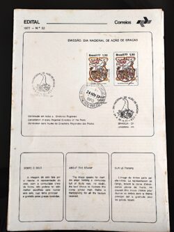 Edital 1977 32 Acao de Gracas Religião Com Selo CBC e CPD Ribeirão Preto