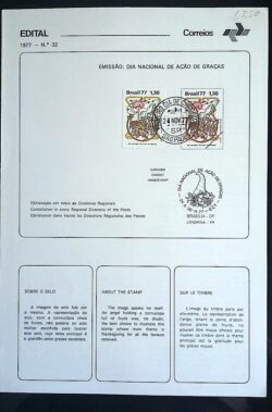 Edital 1977 32 Acao de Gracas Religião Com Selo CPD SP