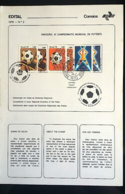 Edital 1978 02 Futebol Copa do Mundo Com Selo CPD e CBC RJ