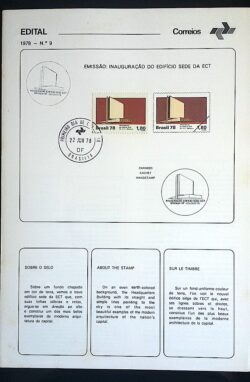Edital 1978 09 Edificio ECT Serviço Postal Com Selo CBC e CPD DF Brasília