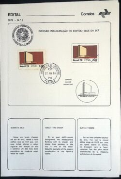 Edital 1978 09 Edificio ECT Serviço Postal Com Selo CBC e CPD Presidente PB