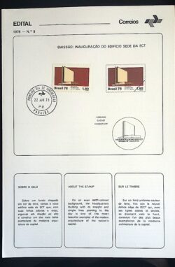 Edital 1978 09 Edificio ECT Serviço Postal Com Selo CPD PB