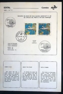Edital 1978 11 Raid Savoia Arturo Ferrarin Avião Com Selo CBC e CPD DF Brasília