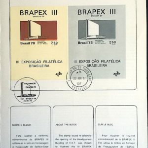 Edital 1978 12 Bloco Brapex ECT Com Selo CPD e CBC DF Brasília