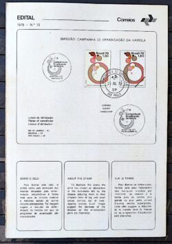 Edital 1978 13 Erradicacao Variola Saude Com Selo CBC e CPD SP