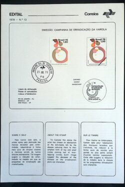 Edital 1978 13 Erradicação Varíola Saúde Com Selo CPD PB