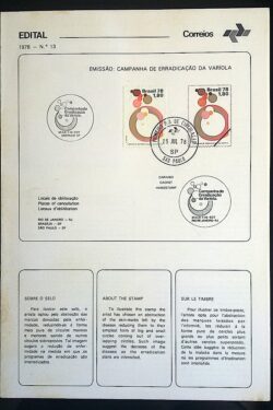 Edital 1978 13 Erradicacao Varíola Saúde Com Selo Quadra Interna CPD e CBC SP