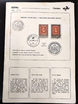 Edital 1978 14 Barba Branca Dom Pedro Com Selo CPD e CBC BSB