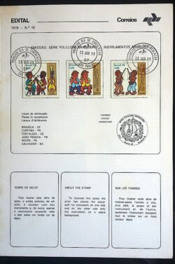 Edital 1978 16 Folclore Brasileiro Música Violão Flauta Com Selo Sobreposto CPD SP