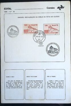 Edital 1978 18 Igreja Patio Colegio Com Selo CPD e CBC SP