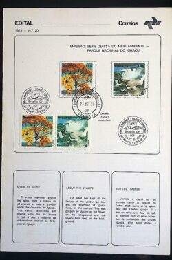 Edital 1978 20 Parque Iguaçu Ipe Cataratas Com Selo CPD e CBC DF Brasília