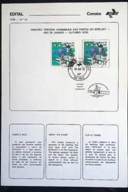 Edital 1978 21 Intelsat Comunicação Satélite Com Selo CPD SP