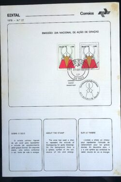 Edital 1978 27 Ação de Graças Religião Com Selo CPD SP