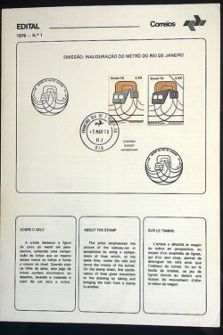 Edital 1979 01 Metro RJ Trem Ferroviária Com Selo CPD e CBC RJ