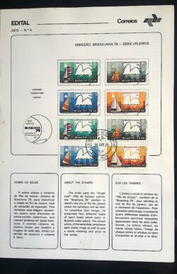 Edital 1979 04 Brasiliana Veleiros Vela Navio Com Selo CPD e CBC SP