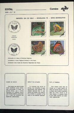 Edital 1979 12 Brasiliana Borboletas Fauna Sem Selo