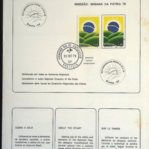 Edital 1979 14 Semana da PÁtria Bandeira do Brasil Com Selo CBC e CPD BSB