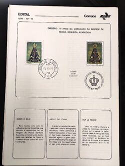 Edital 1979 15 Coroação da Imagem de Nossa Senhora Aparecida Religião Com Selo CPD PB