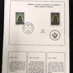 Edital 1979 15 Coroação da Imagem de Nossa Senhora Aparecida Religião Com Selo CPD PB