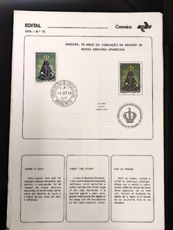 Edital 1979 15 Coroação da Imagem de Nossa Senhora Aparecida Religião Com Selo CPD Ribeirão Preto