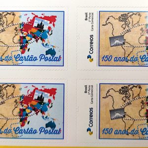 PB 128 Selo Personalizado Básico 150 Anos do Cartão Postal 2019 Quadra