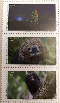 C 3847 Selo Riquezas da Fauna Brasileira Macaco Cupim Bicho Preguica 2019 Serie Completa