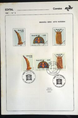 Edital 1980 05 Arte Indigena Índio Com Selo CPD e CBC BSB