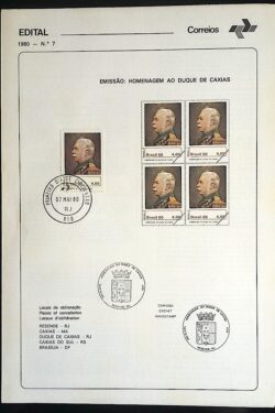 Edital 1980 07 Duque de Caxias Militar Com Selo CPD e CBC RJ