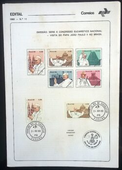 Edital 1980 11 Papa Joao Paulo Religião Igreja Com Selo CPD PB