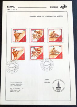 Edital 1980 12 Esporte Olimpiadas Ciclismo Remo Tiro Bicicleta Com Selo CBC PB