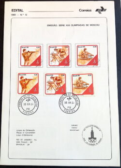 Edital 1980 12 Esporte Olimpiadas Ciclismo Remo Tiro Bicicleta Com Selo CPD PB