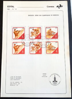 Edital 1980 12 Esporte Olimpiadas Ciclismo Remo Tiro Bicicleta Com Selo Cpd Ribeirao Preto