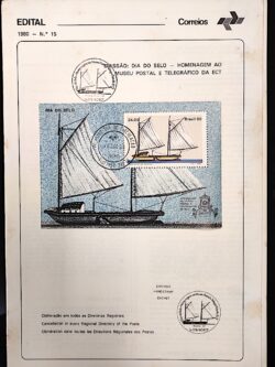 Edital 1980 15 Dia do Selo Museu Postal e Telegráfico Navio Com Selo CBC e CPD Ribeirão Preto