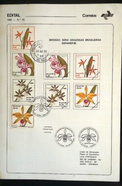 Edital 1980 19 Orquideas Brasileiras Flor Com Selo CBC e CPD SP