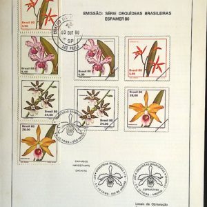 Edital 1980 19 Orquideas Brasileiras Flor Com Selo CBC e CPD SP