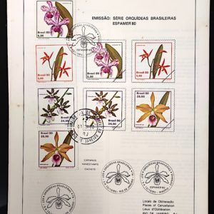 Edital 1980 19 Orquideas Brasileiras Flor Com Selo CPD e CBC RJ