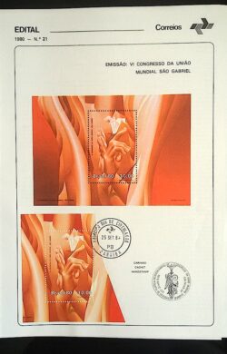 Edital 1980 21 Congresso Mundial Sao Gabriel Mao Flor Com Selo CPD PB