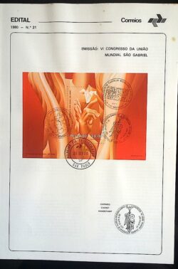 Edital 1980 21 Congresso Mundial Sao Gabriel Mão Flor Cruz Com Selo CBC e CPD SP